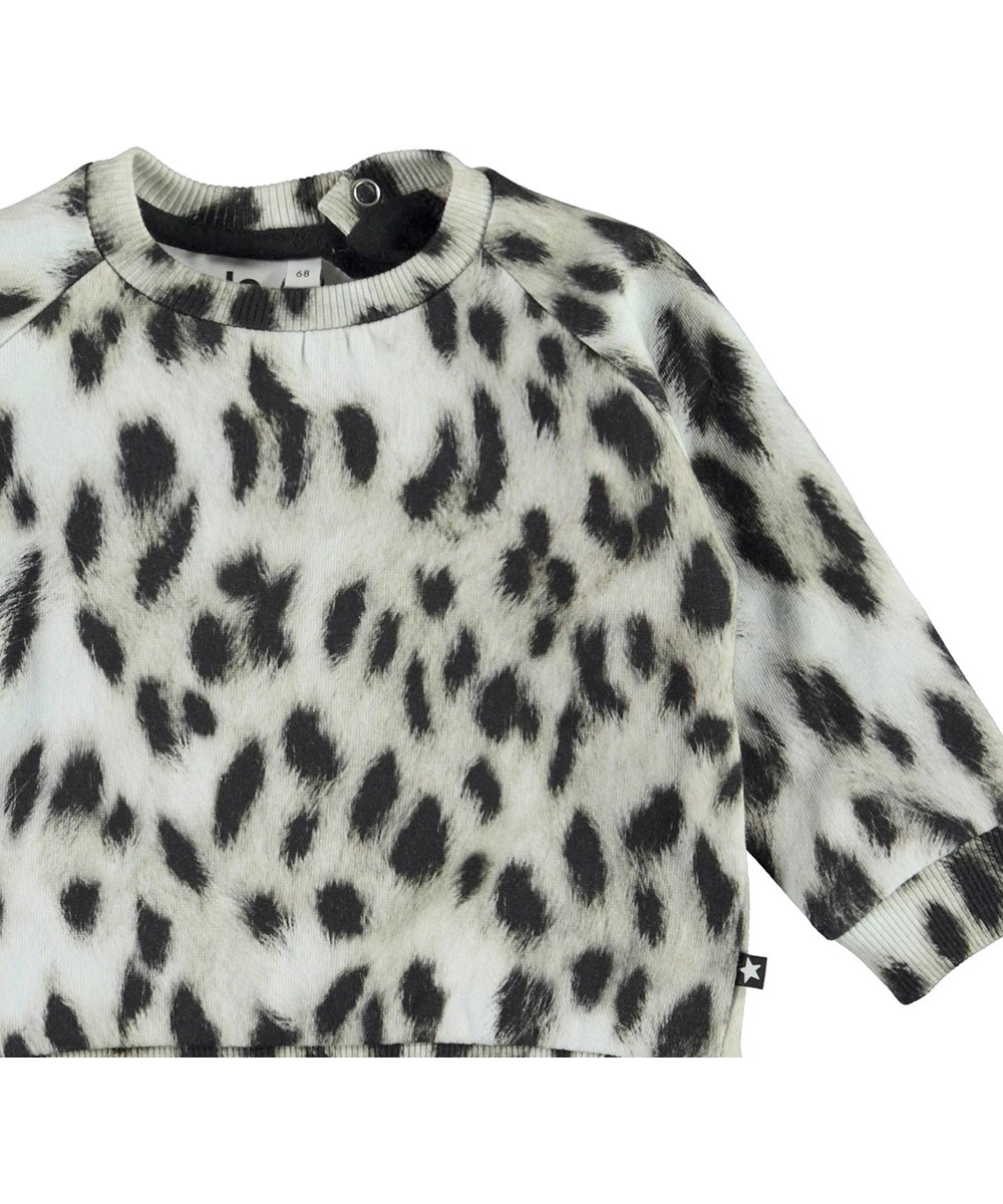 Disco - Snowy Leo Fur - Ekologisk babytröja med snöleopard