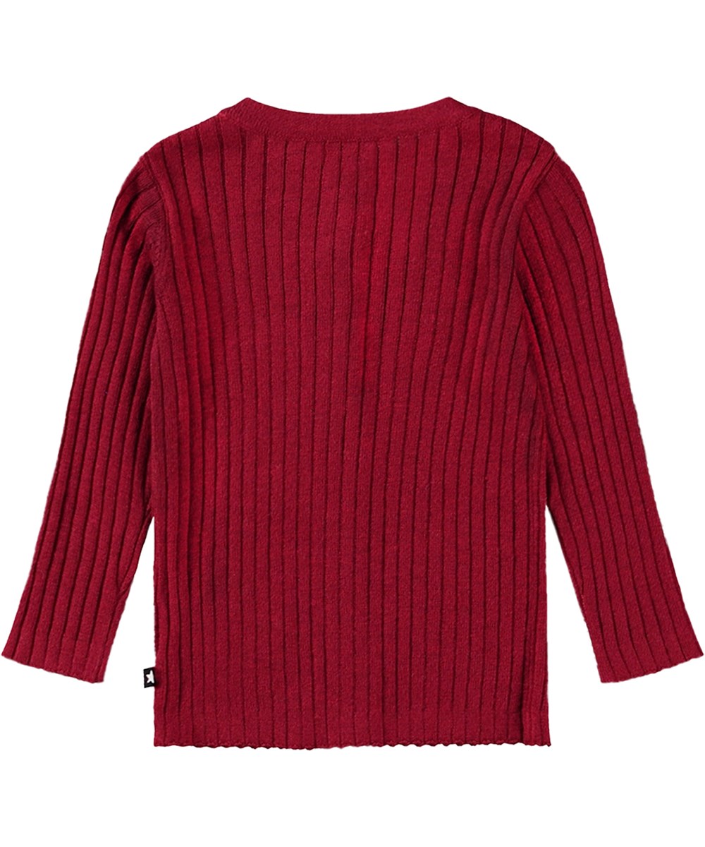 Georgette - Velvety - Stickad kofta med ribbad halsringning och knappar.