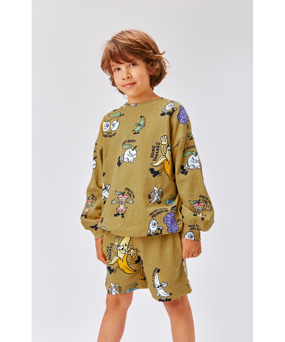 Mar - Fresh Fruits - Grön sweatshirt med frukter.