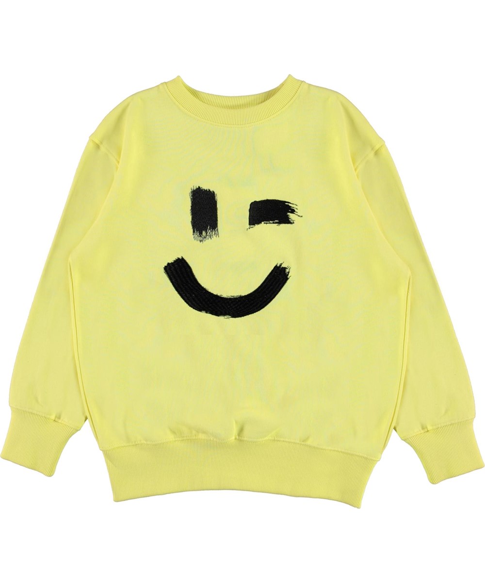 Mattis - Yellow Light - Ekologisk ljusgul tröja med smiley