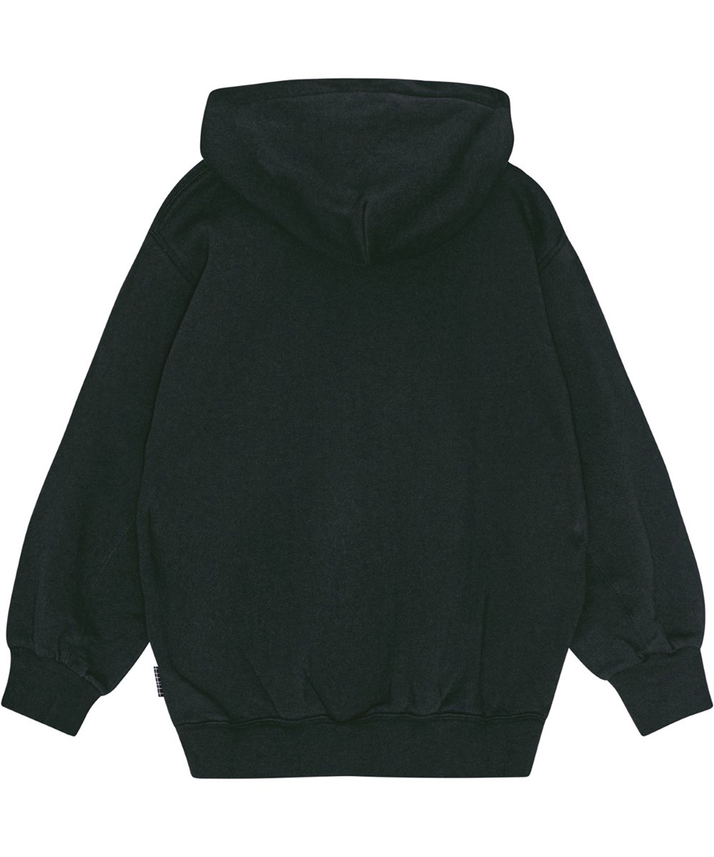 Maxx - Black - Mjuk och varm svart ekologisk bomullshoodie med oversize passform. Paljetter med "Everything exists" på framsidan.