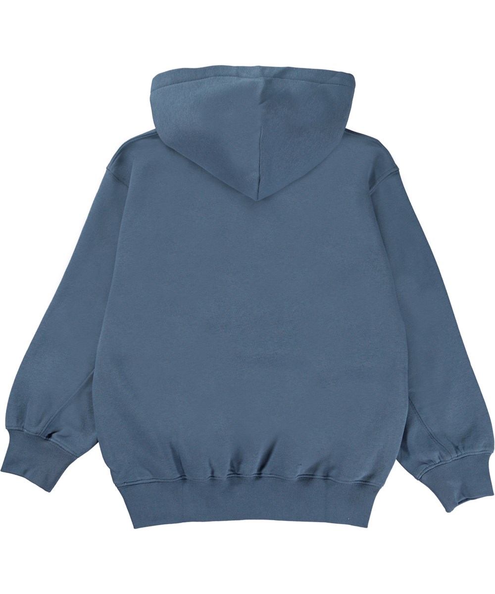 Maxx - Moonlight Blue - Blå ekologisk luvtröja med broderi.