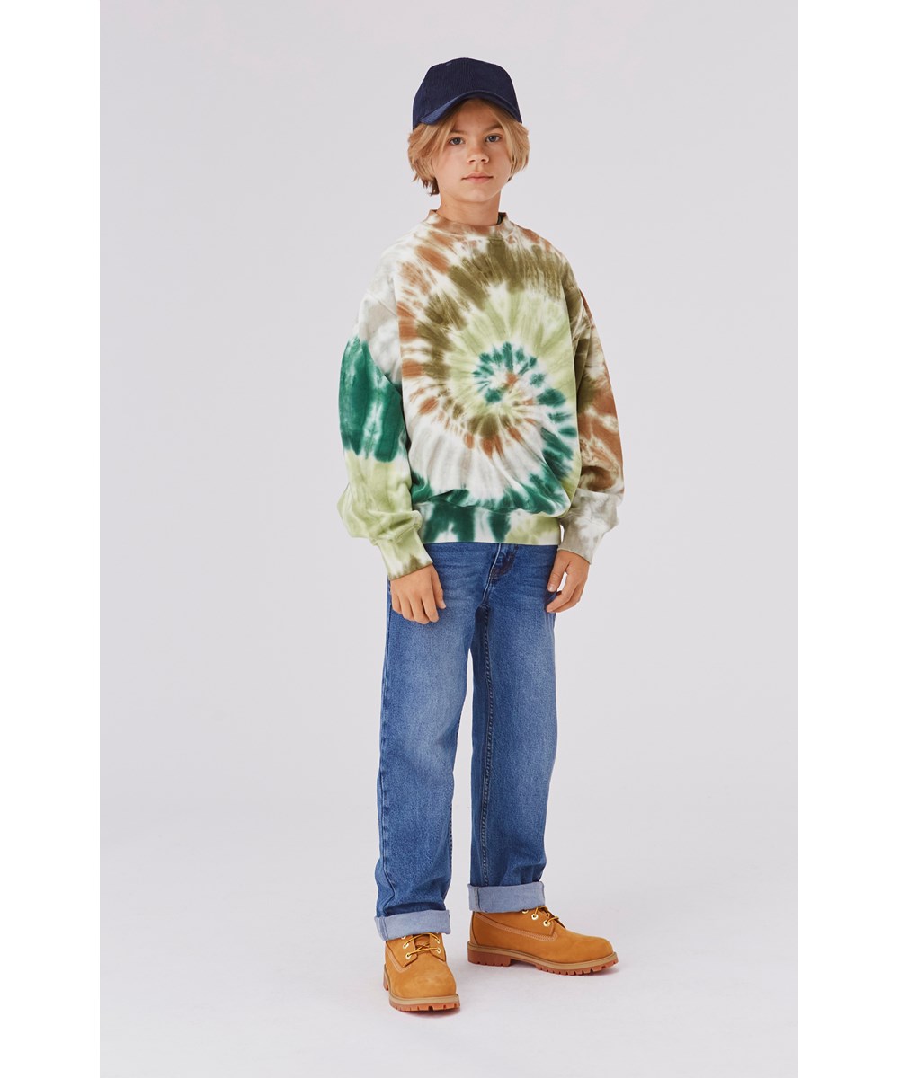 Monti - Green Swirl - Ekologisk unisex sweatshirt med tie-dye.