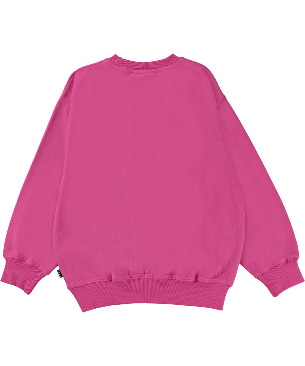 Monti - Pink Magic - Rosa ekologisk sweatshirt med groderi.