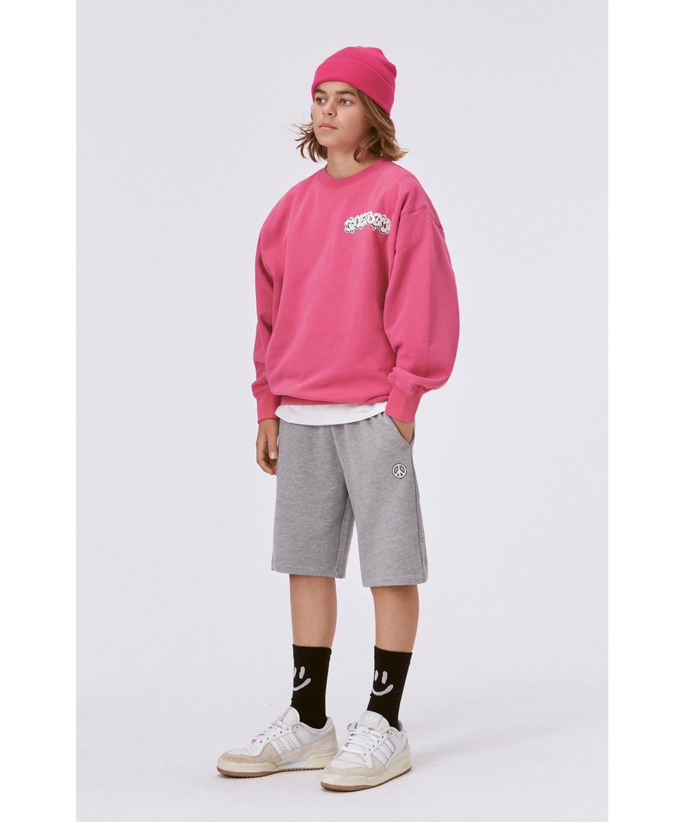 Monti - Pink Magic - Rosa ekologisk sweatshirt med groderi.
