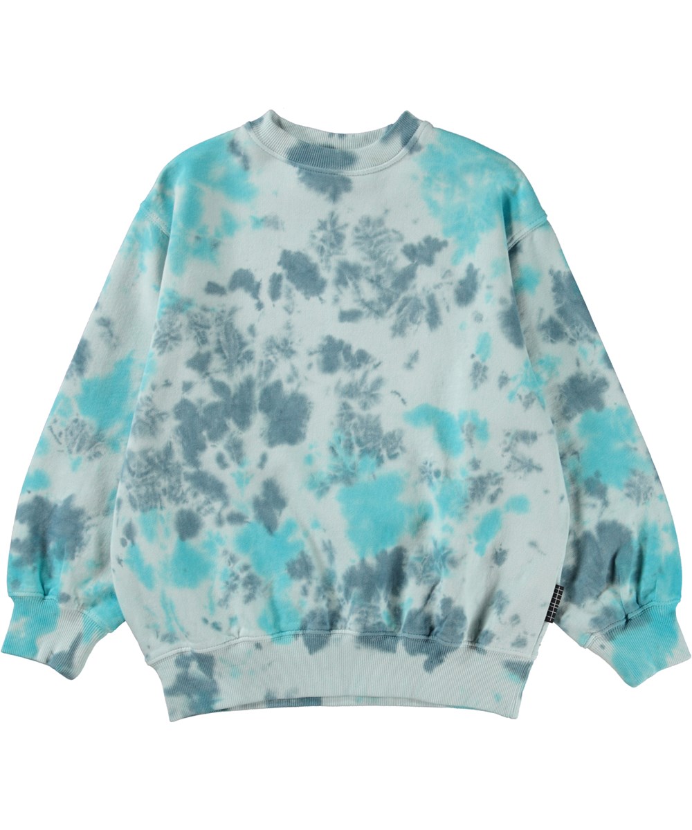 Monti - Water Tie Dye - Unisex sweatshirt i blå med tie-dye.