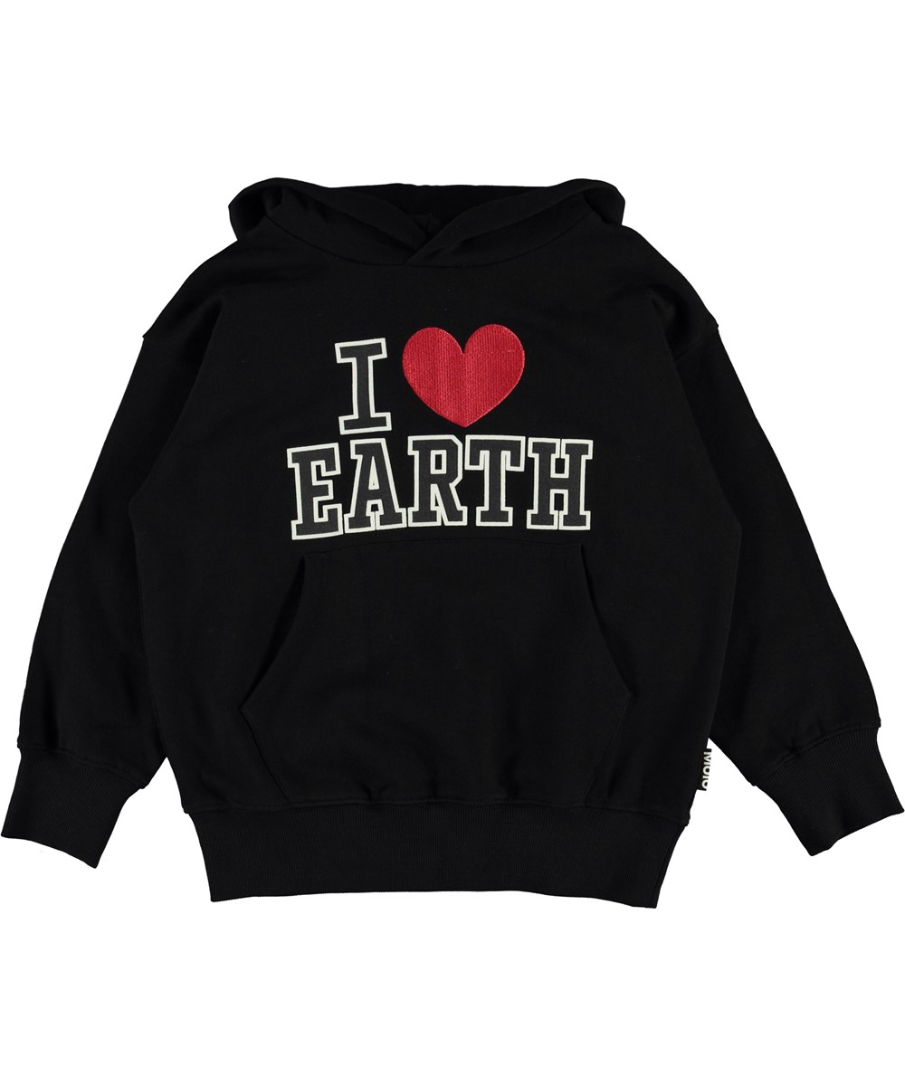 Moz - Black - Svart hoodie I love earth