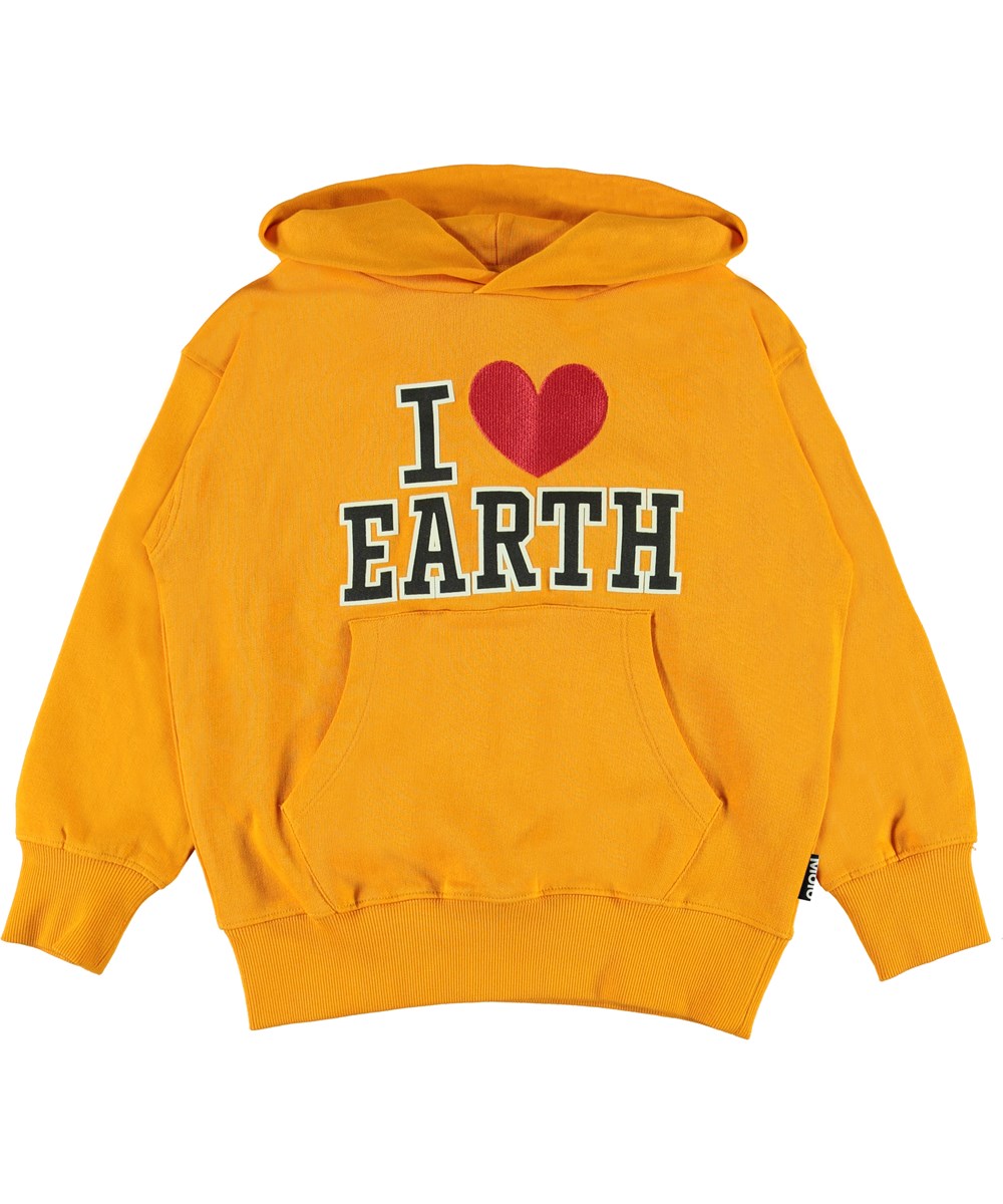 Moz - Tangerine - Orange hoodie I love earth