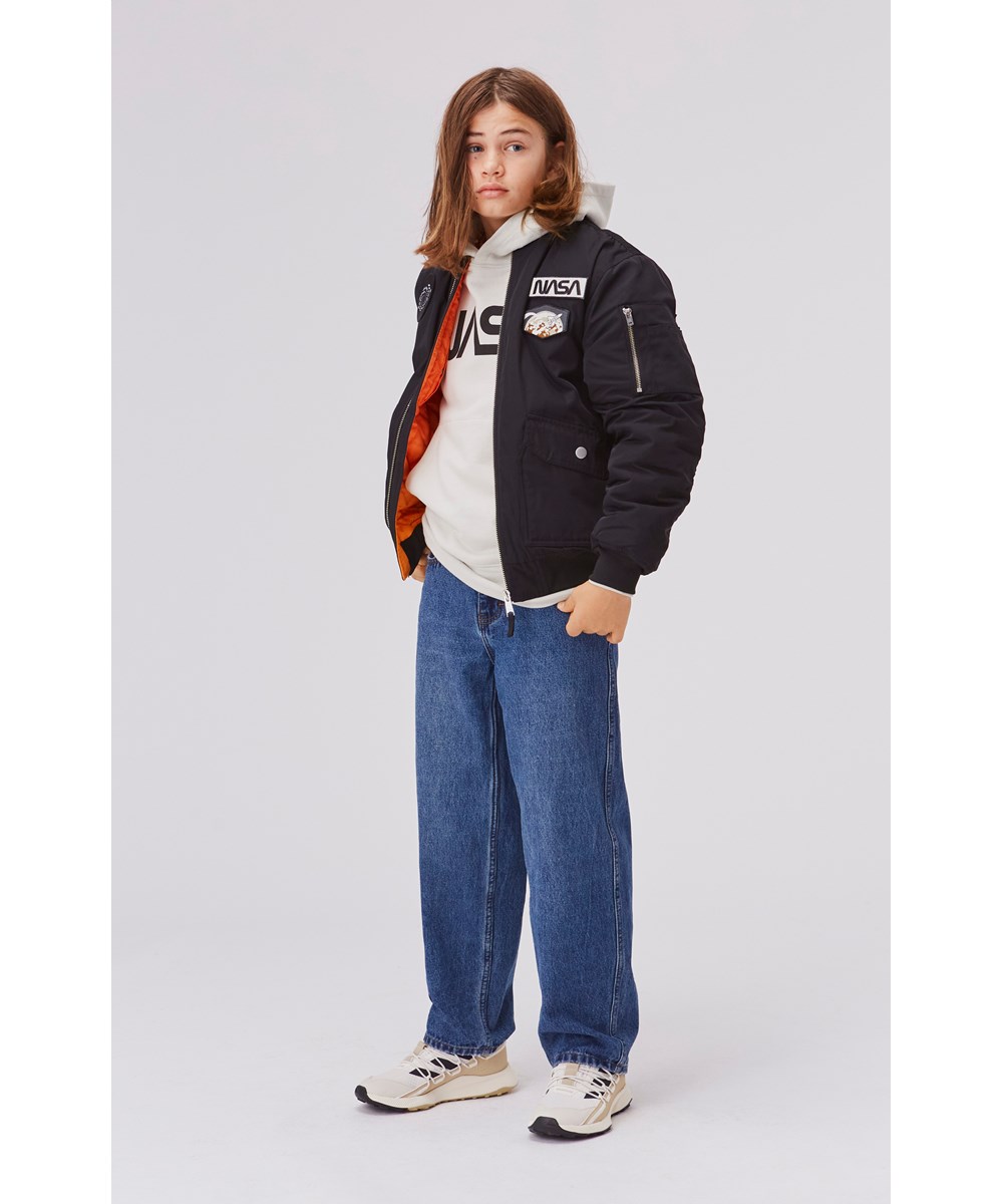 Moz - Moon - Ekologisk vit unisex hoodie Nasa.