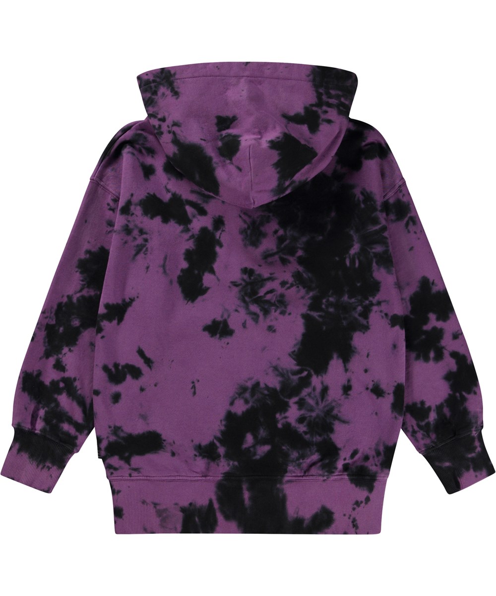 Moz - Purple Black Dye - Lila och svart ekologisk luvtröja med tie-dye.
