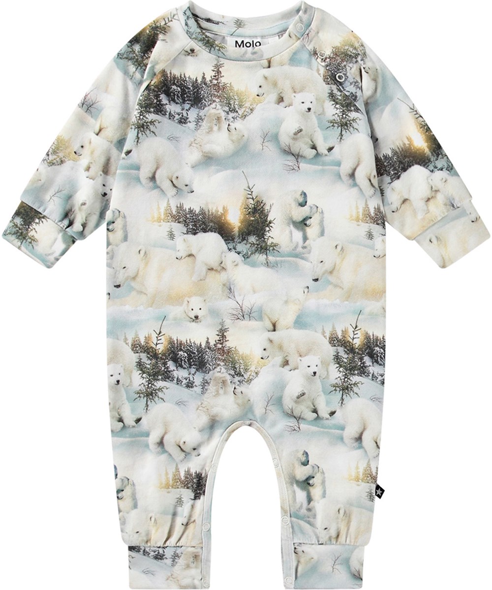 Fairfax - Snowy Bears - Jersey-Overall für die Kleinen aus weicher Öko-Baumwolle mit einem Allover-Print von Eisbären.