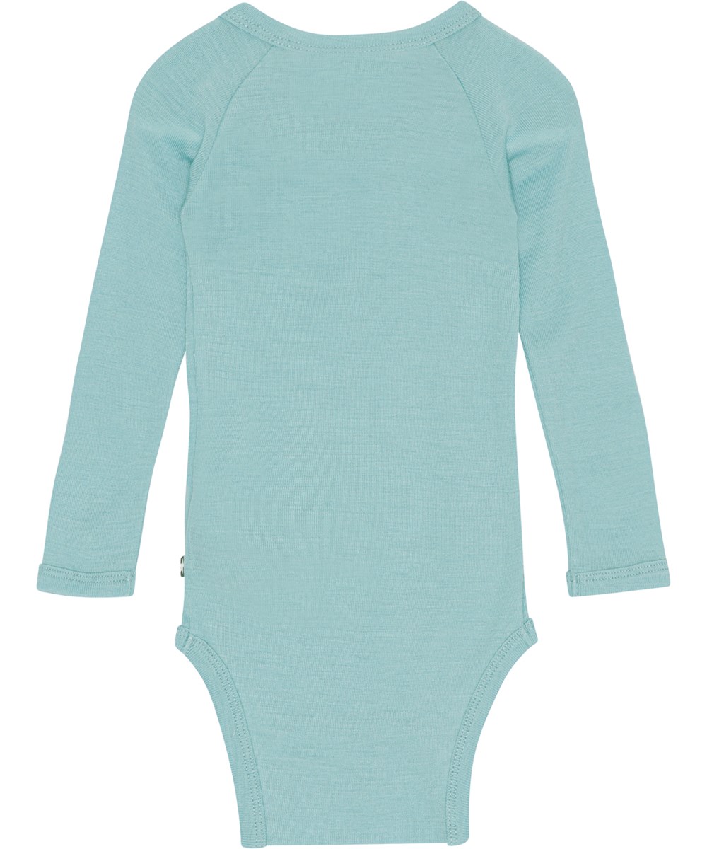 Farai - Calm - Blauer Baby-Body aus Oeko-Tex Merinowolle
