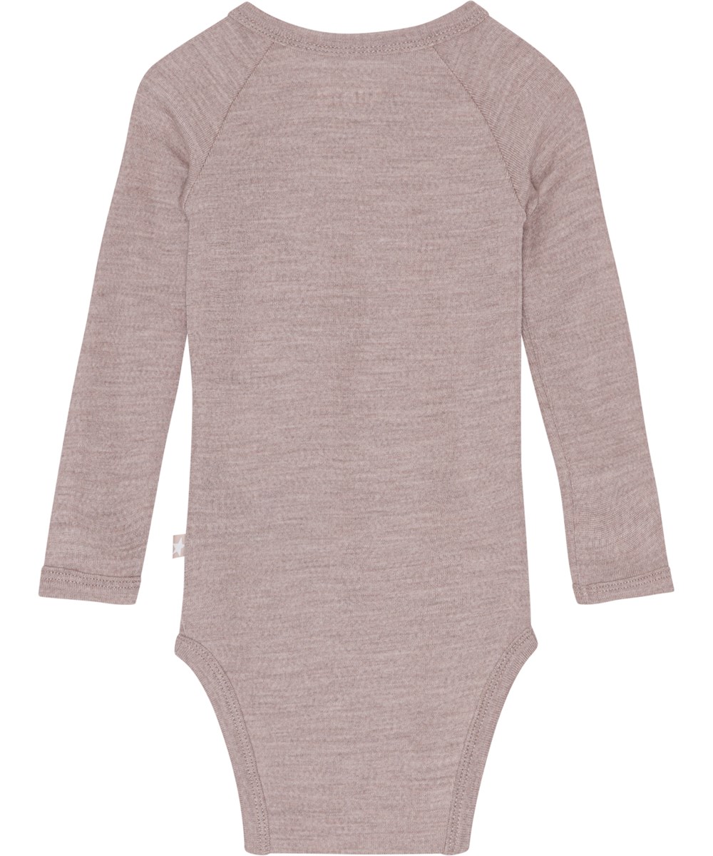 Farai - Rose Melange - Rosafarbener Baby-Body aus Oeko-Tex Merinowolle