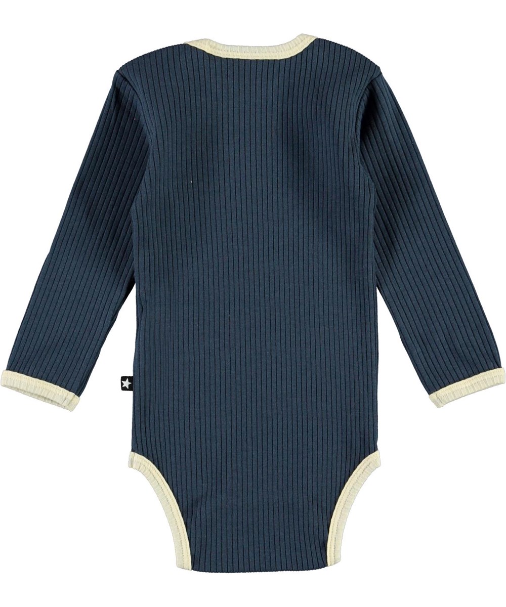 Faros - Summer Night - Dunkelblauer Baby-Body mit Streifen
