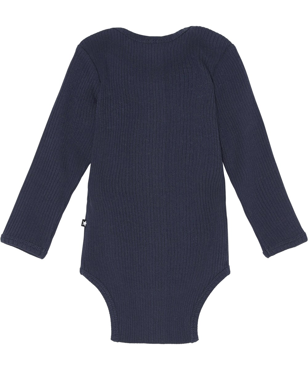 Faros - Galaxy Blue - Öko blauer Unisex-Babybody in Rippqualität