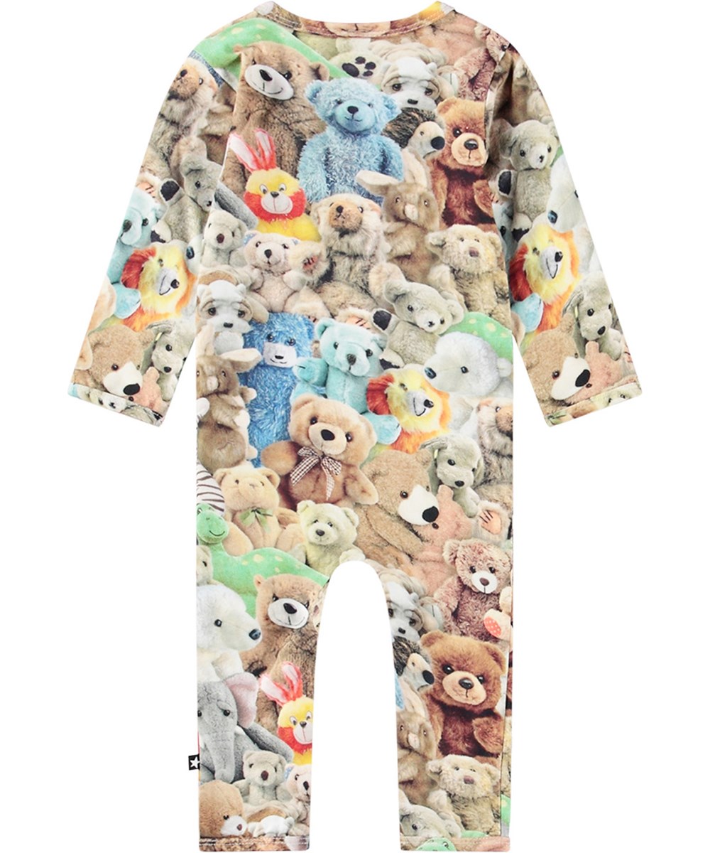 Fenez - Teddy Friends - Overall aus Öko-Baumwolle mit langen Ärmeln und Beinen, mit einem entzückenden Teddybär-Print.