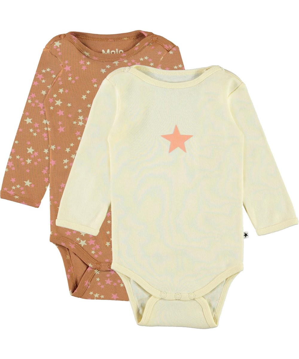 Foss 2-Pack - Starry Marzipan - Öko 2er Pack Babybody hellgelbe Sterne