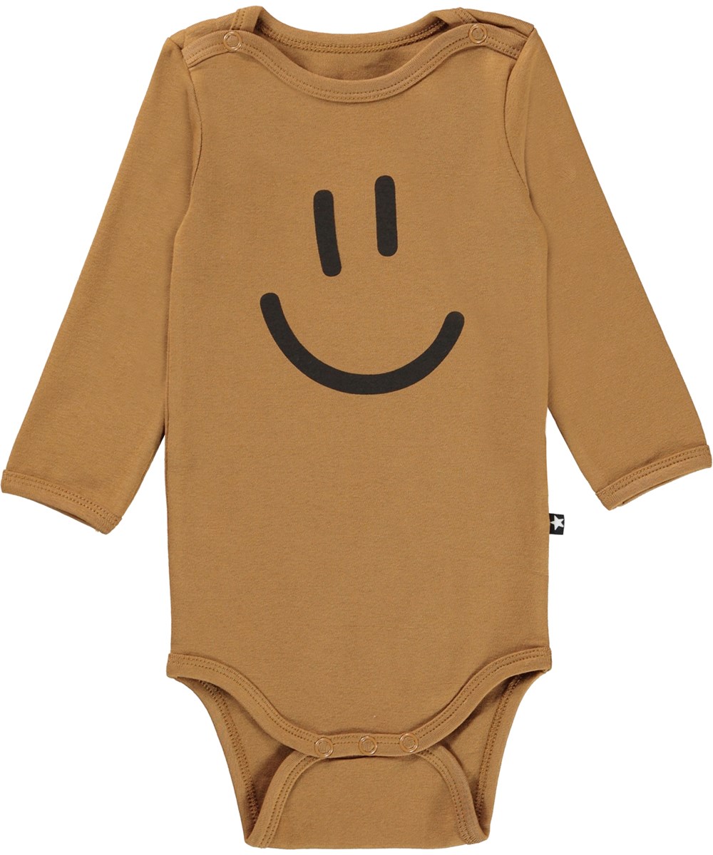 Foss 2-Pack - Stars Earthy - Babybody 2er-Pack braun mit Smiley und Sternen