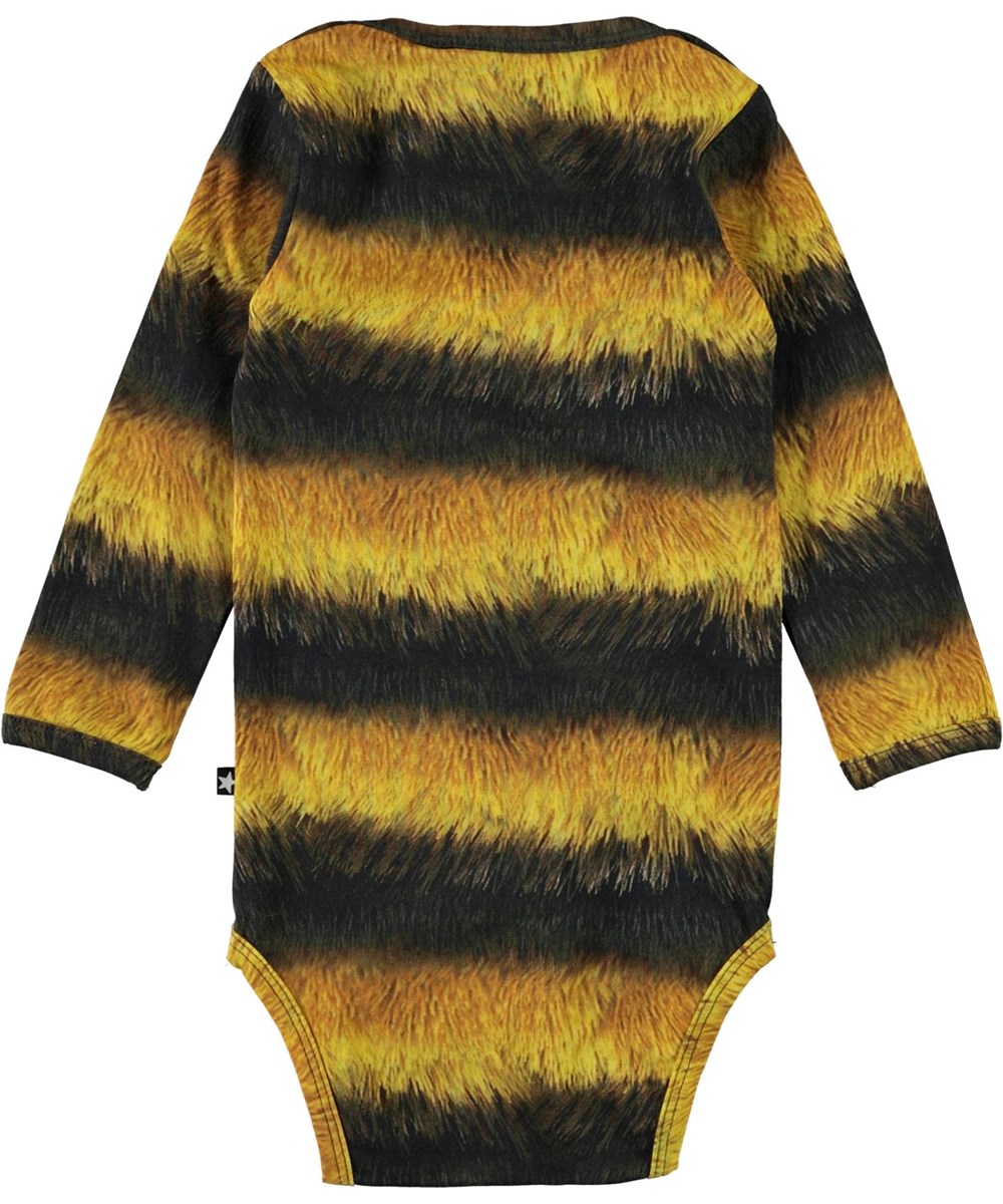 Foss - Bee - Öko schwarz und gelb gestreifter Babybody