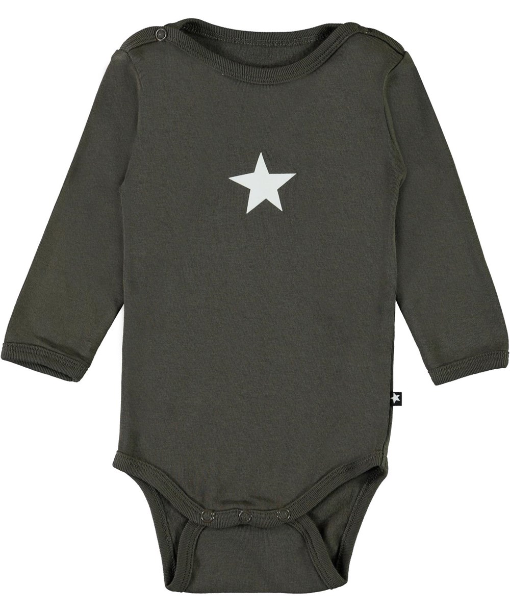 Foss - Beluga - Öko dunkelgrüner Babybody Stern