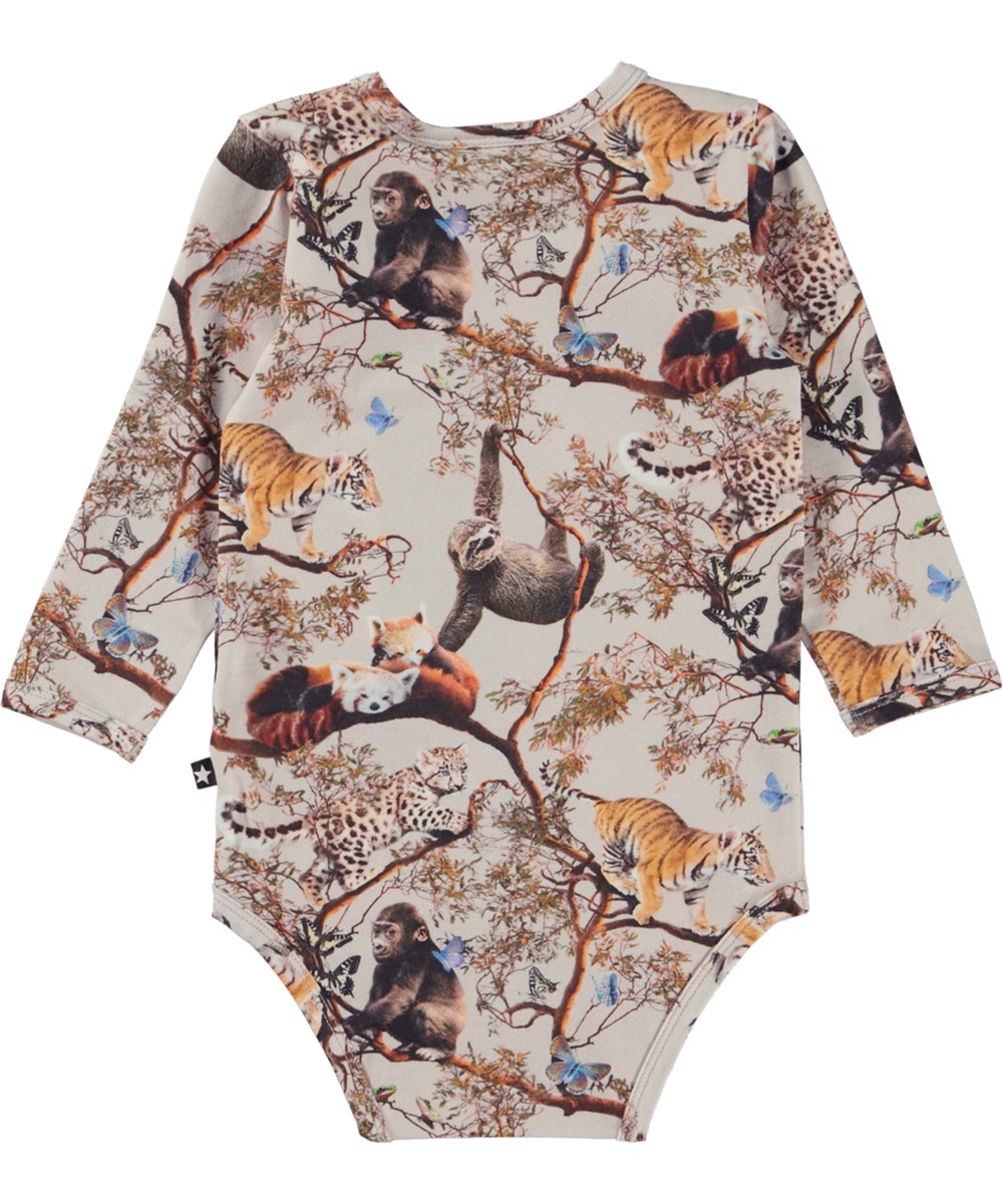 Foss - Cubs Harmony - Rosa Öko-Babybody mit Tiere-Print