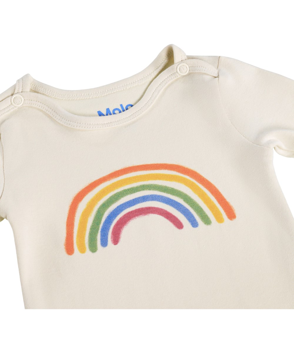 Foss - Little Rainbow - Cremefarbener, langärmeliger Body für die Kleinen aus Bio-Baumwolle mit Regenbogenmuster