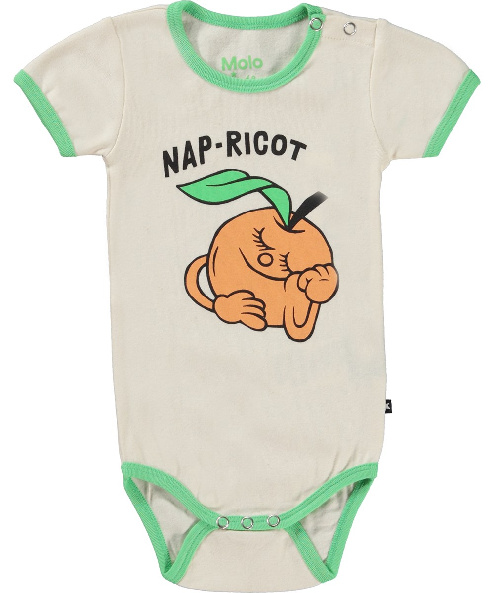 Fossie - Naturelle - Cremefarbiger Öko-Babybody mit Aprikose