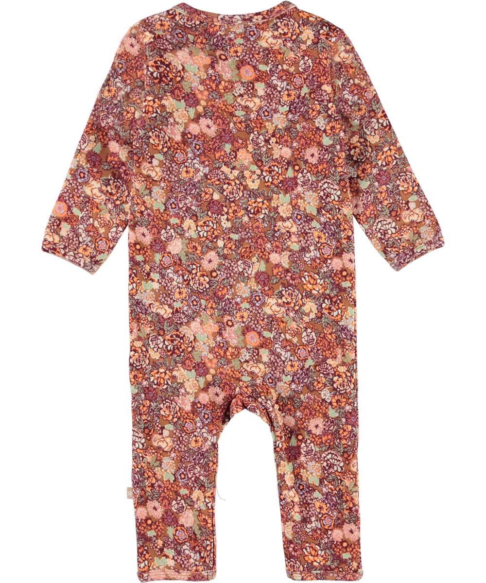 Fahari - Bloom - Red organic floral baby bodysuit with snaps 