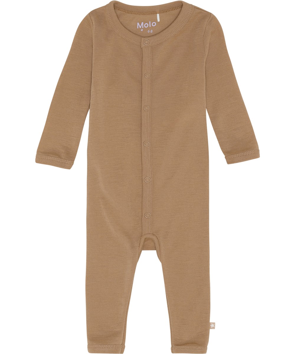 Fahari - Rose Mist - Lichtroze wollen babypakje met drukknopen