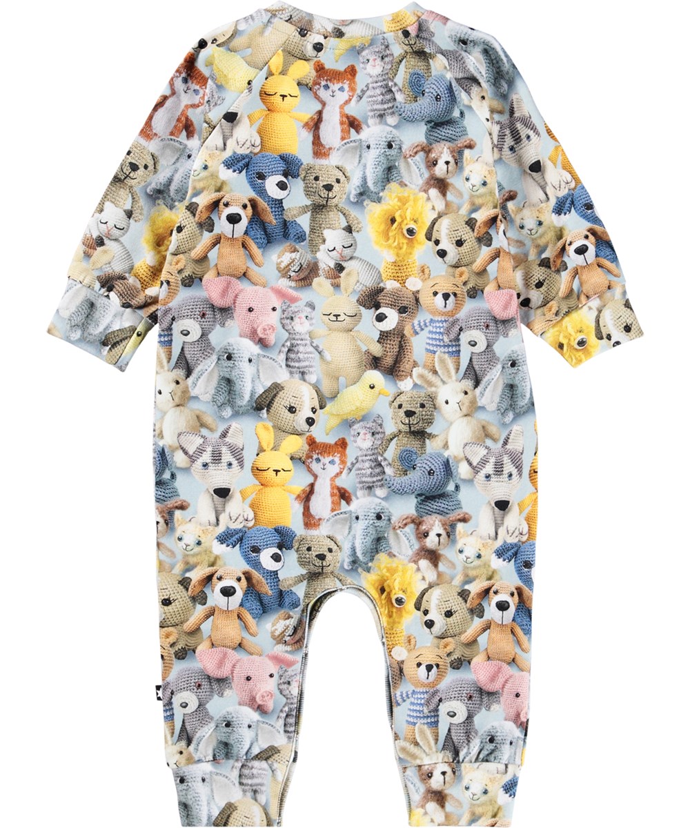 Fairfax - Crochet Cuties - Beige babypakje gemaakt van zacht biologisch katoen met een print van gehaakte dieren.