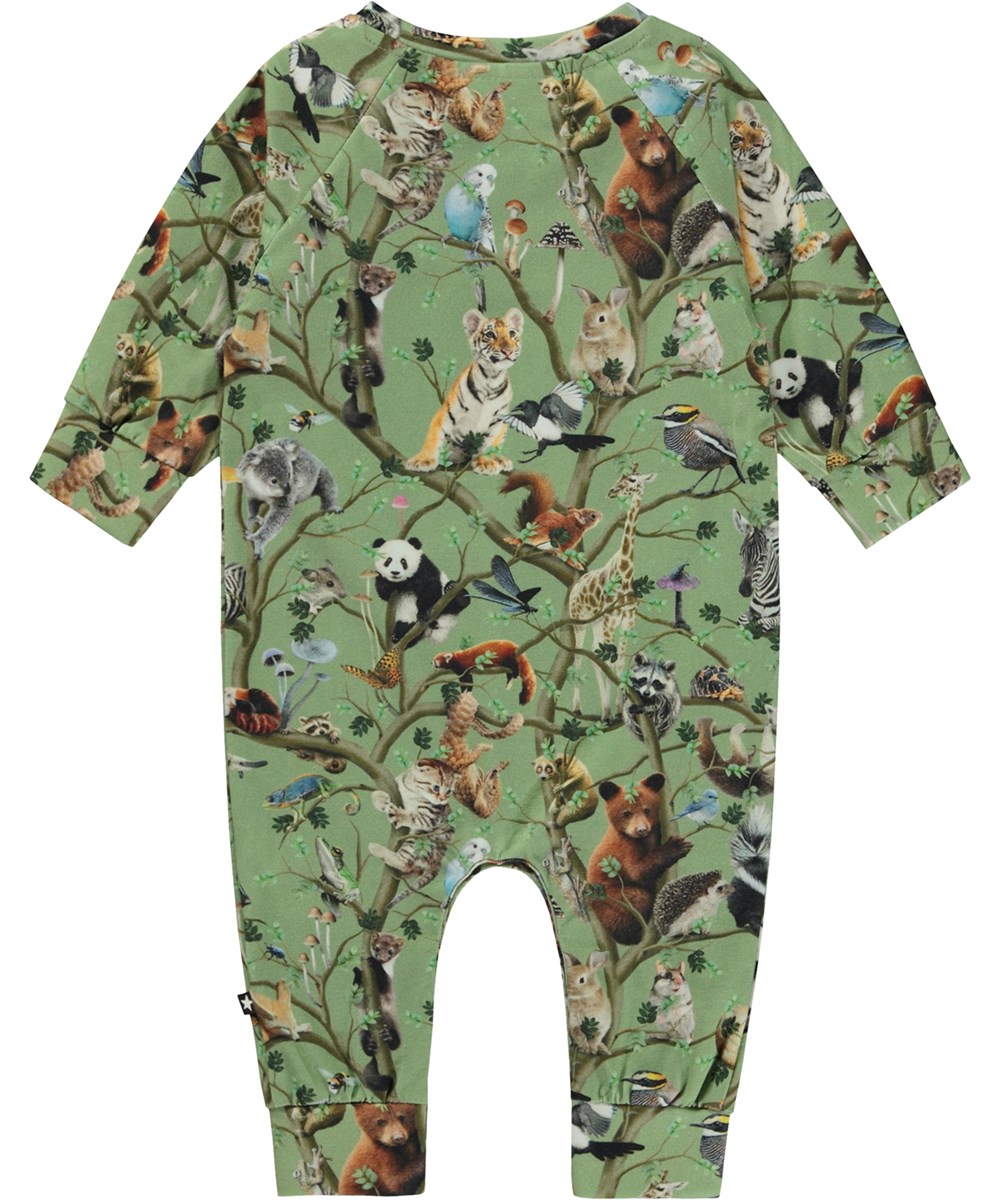 Fairfax - Living Tree - Green organic baby bodysuit in animal print