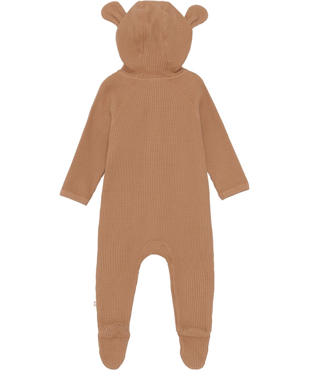 Faith - Rose Mist - Rose organic waffle knit baby romper with ears