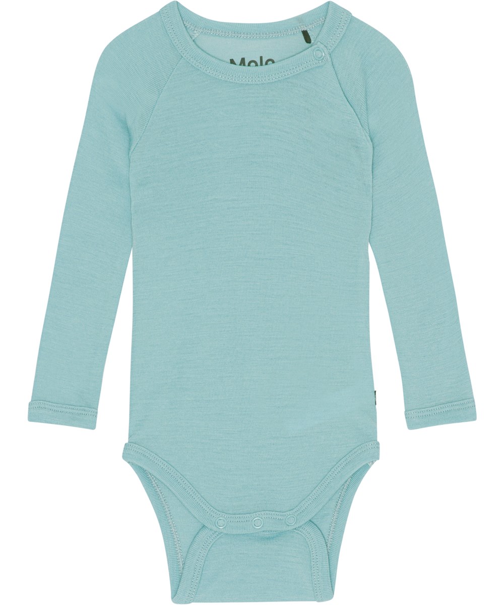 Farai - Calm - Blue baby bodysuit in Oeko-Tex Merino Wool