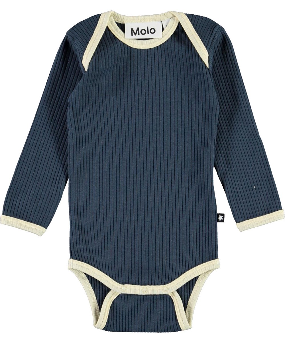 Faros - Summer Night - Dark blue baby bodysuit with stripes 
