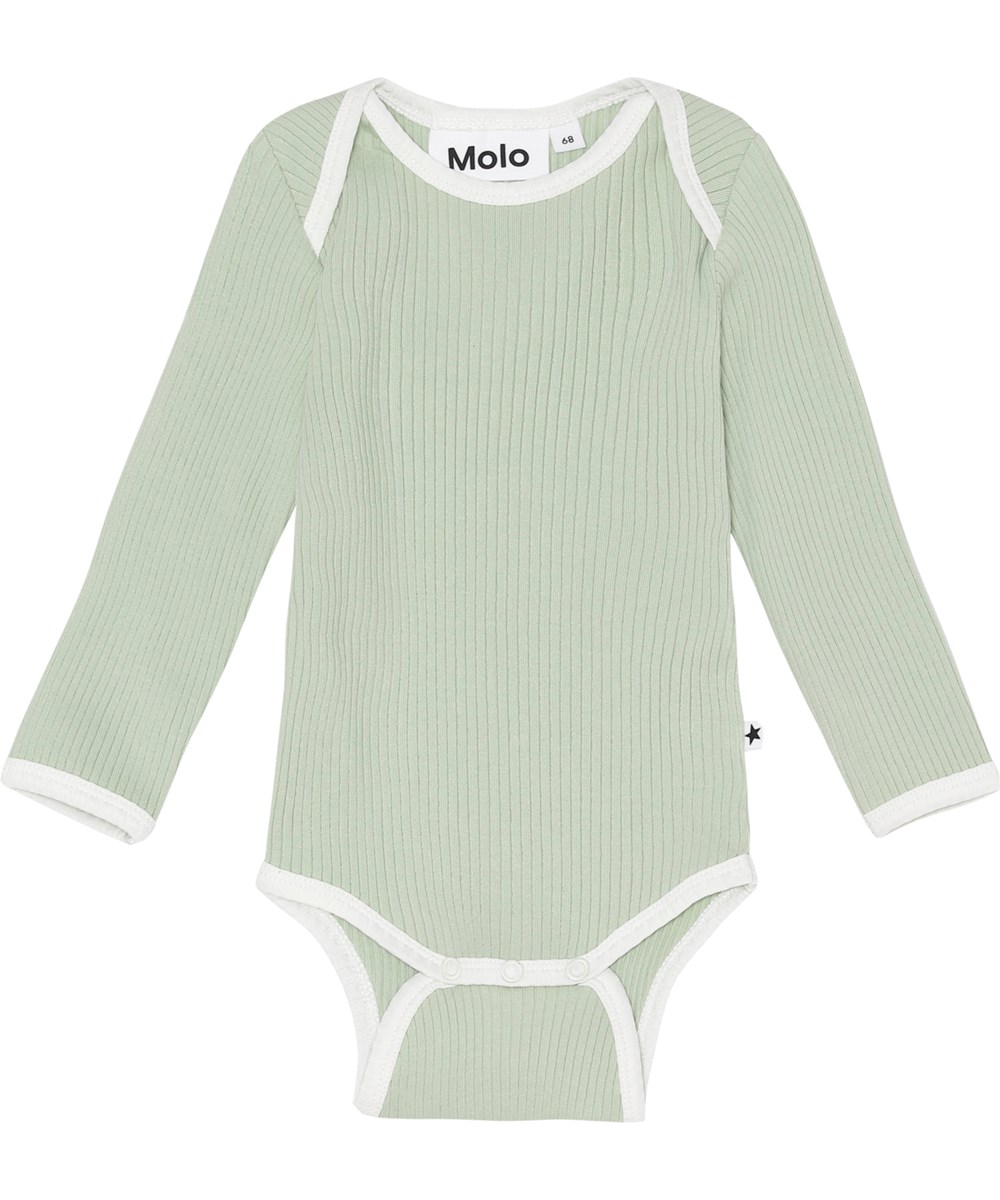 Faros - Mint - Mint green, organic unisex baby bodysuit in rib
