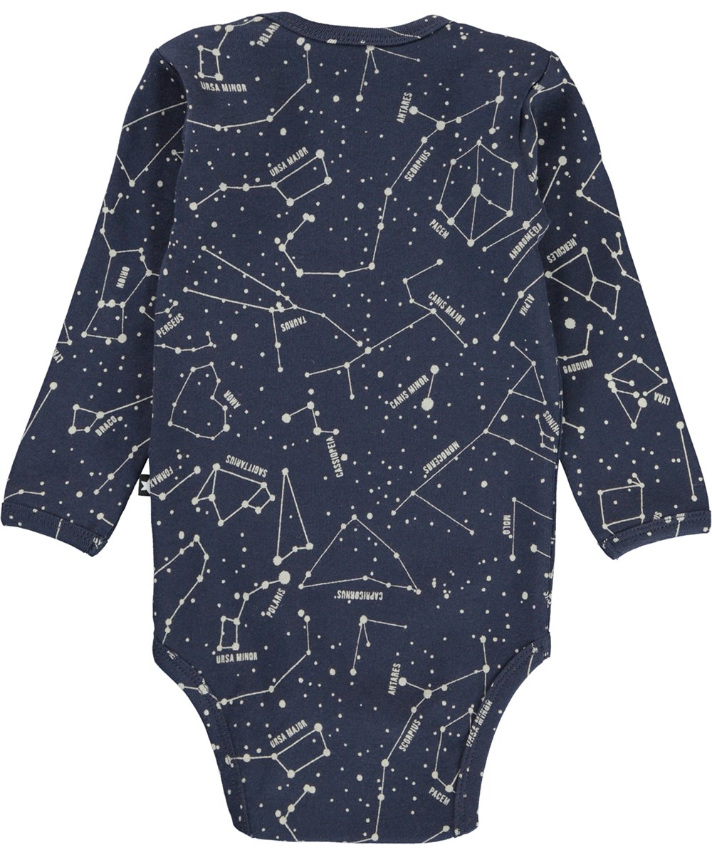 Faros - Star Maps - Blauwe biologische rompertje met astrologie kaart