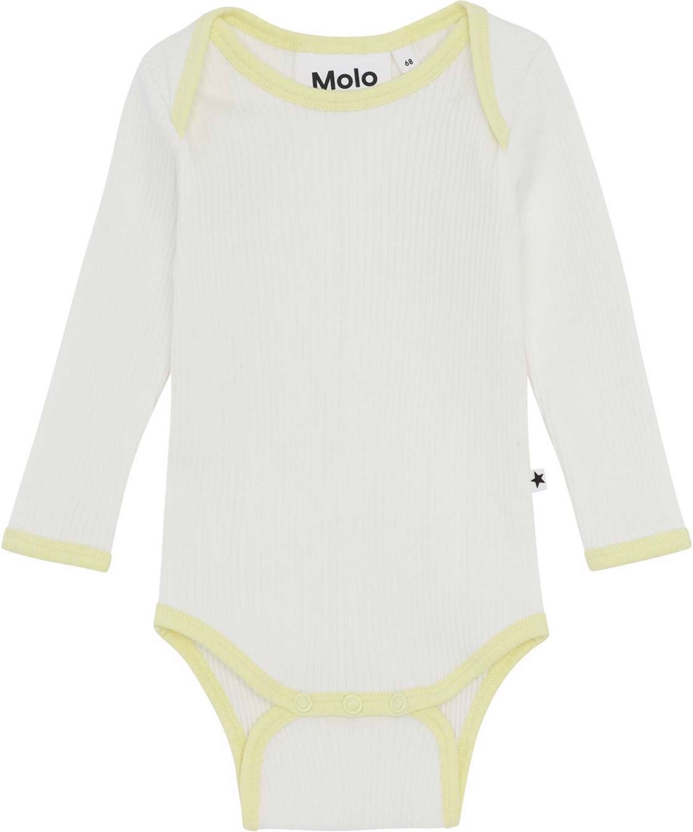 Faros - White Star - Organic rib bodysuit white and yellow
