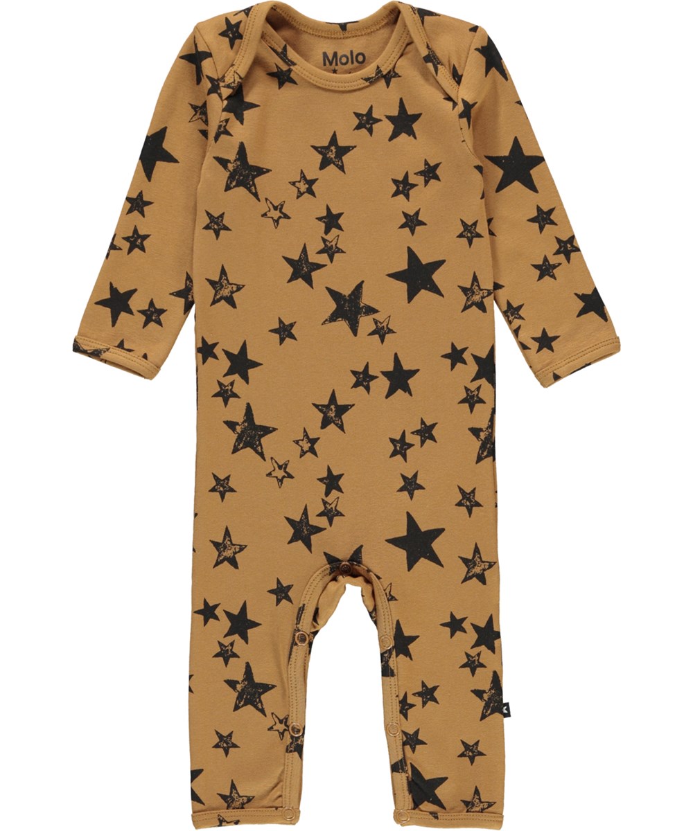 Faso - Stars - Bruine biologische babypakje met een sterrenprint