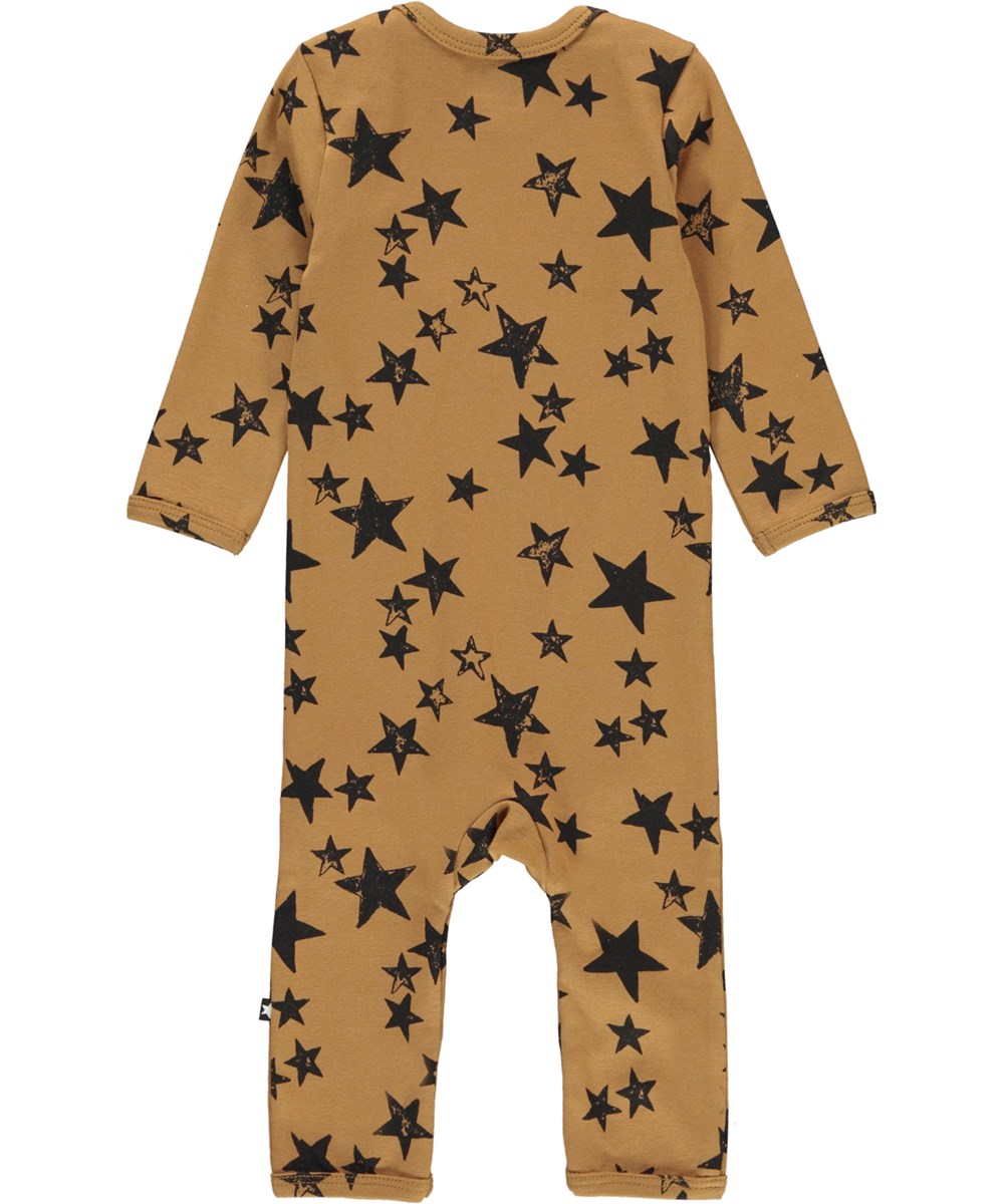 Faso - Stars - Bruine biologische babypakje met een sterrenprint