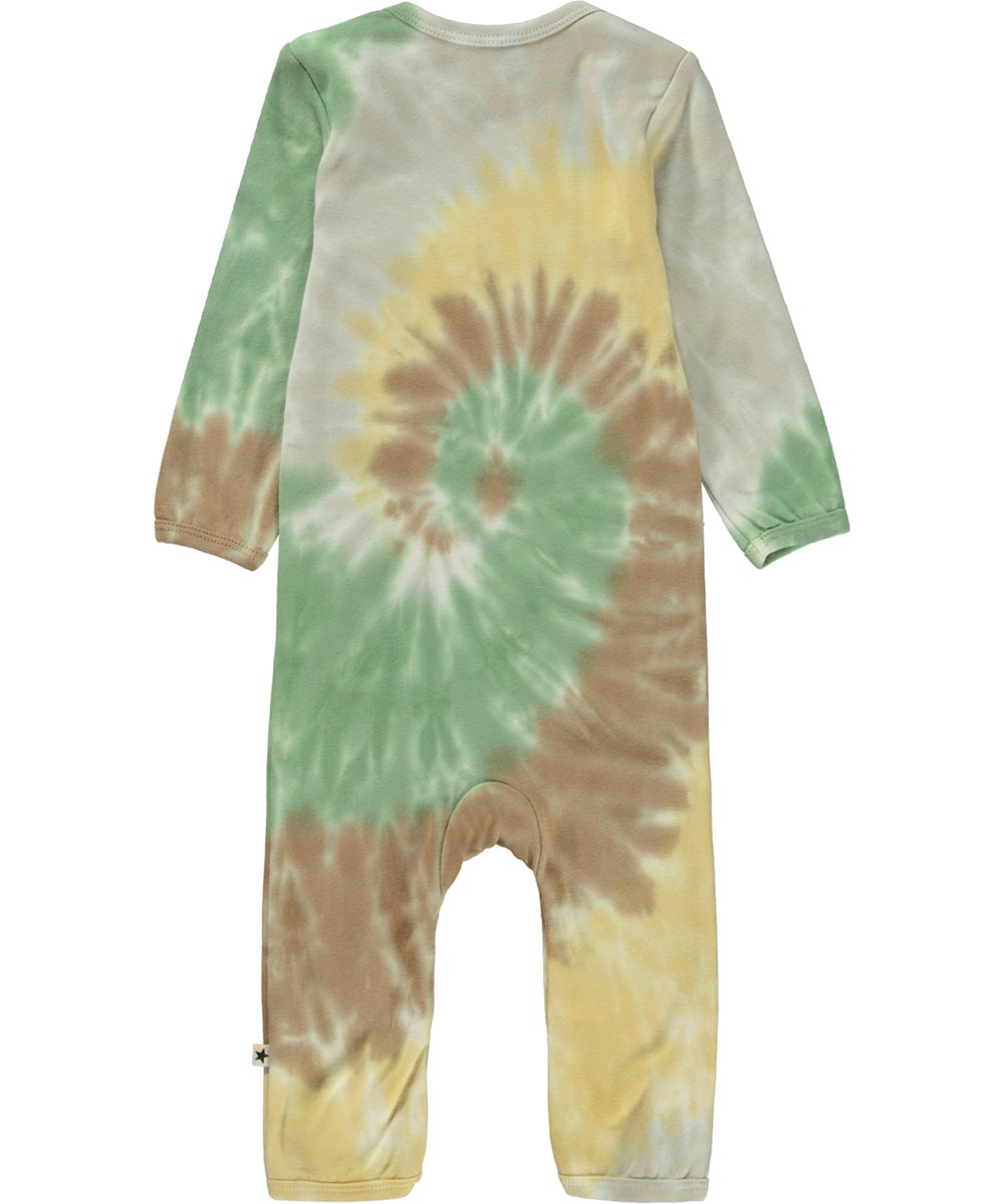Faso - Swirly Tie Dye - Tie-dye spiral print baby romper with long legs