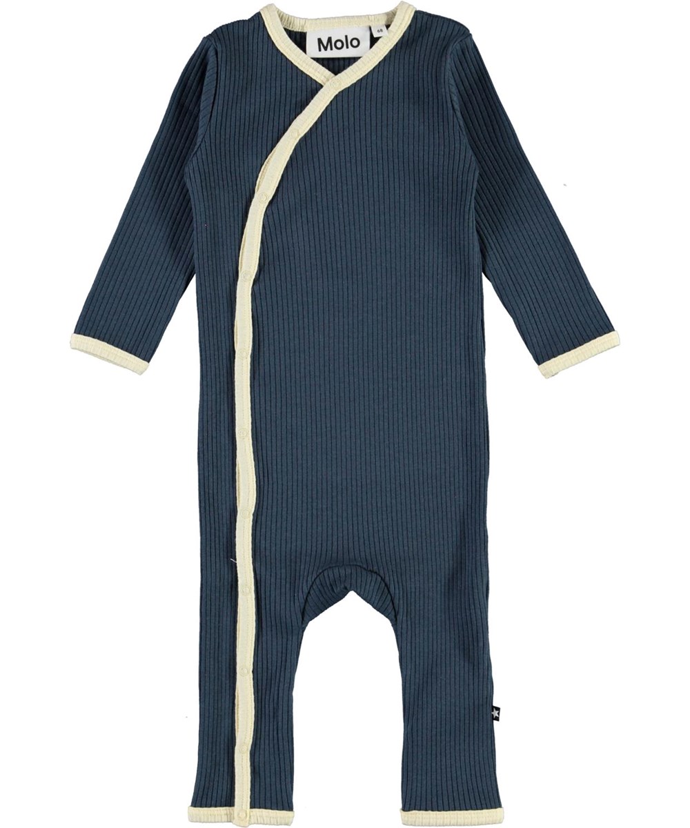 Fellow - Summer Night - Donkerblauwe babypakje met witte boorden