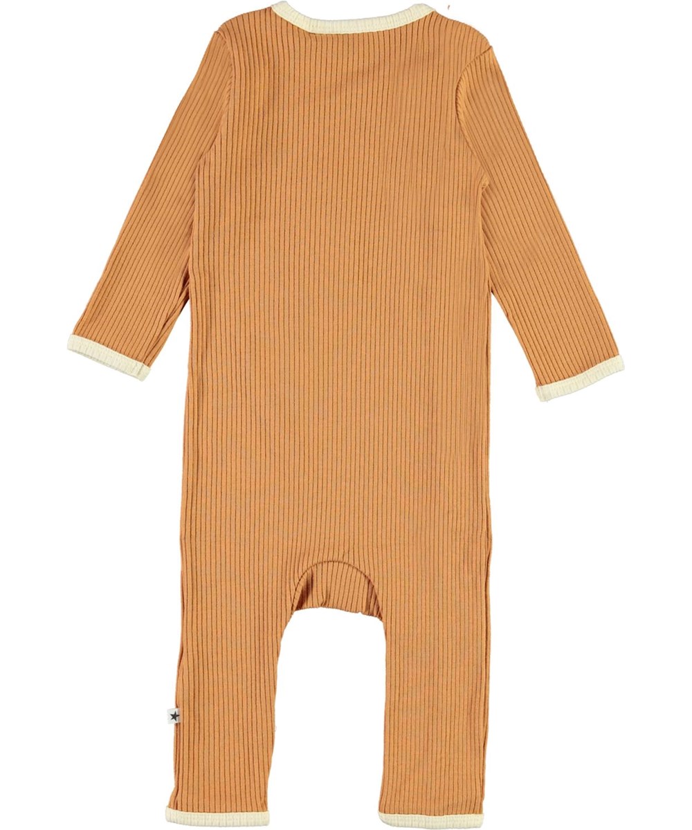 Fellow - Deer - Brown baby bodysuit with light yellow edge tape. 
