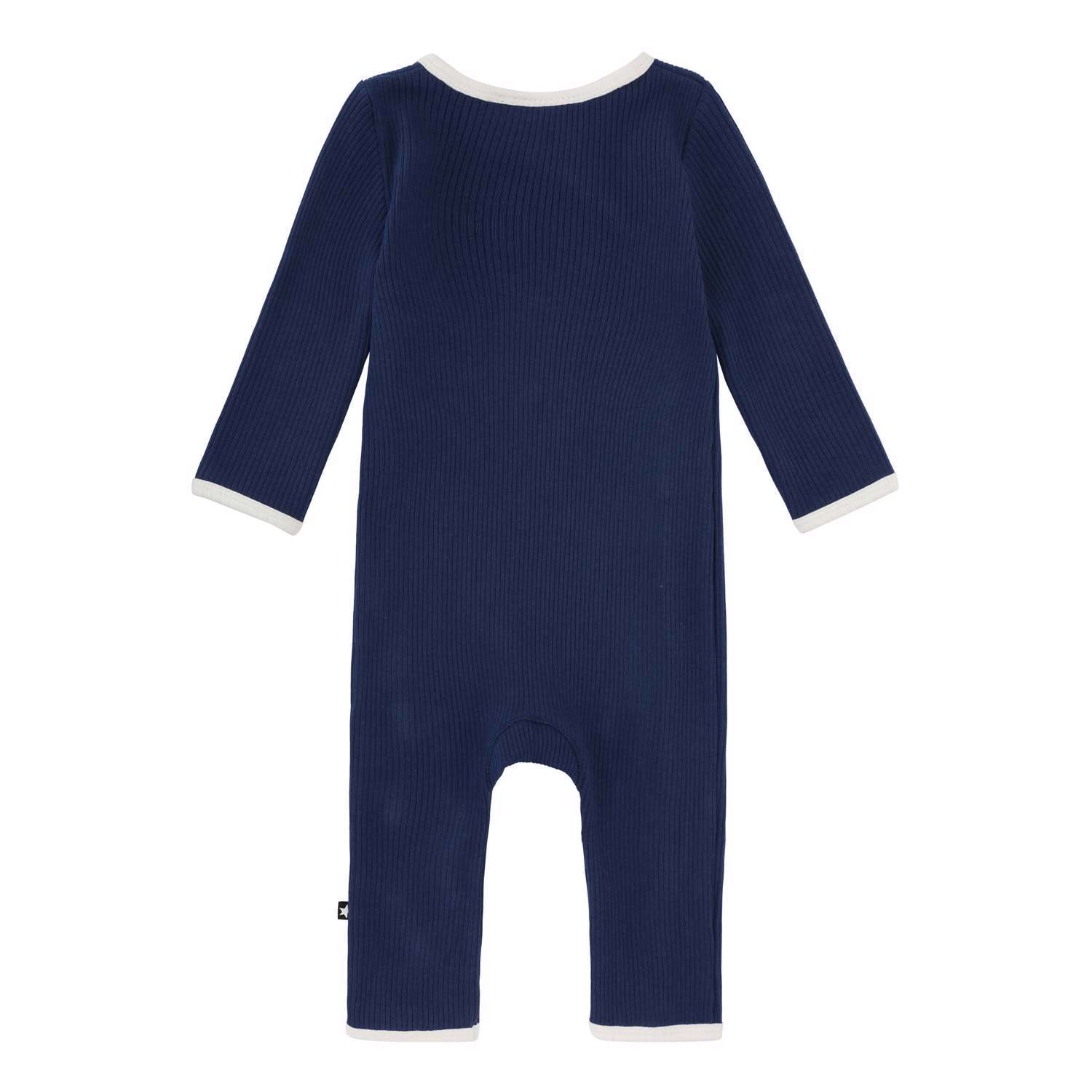 Fellow Naval Blue Dark blue organic rib baby bodysuit Molo