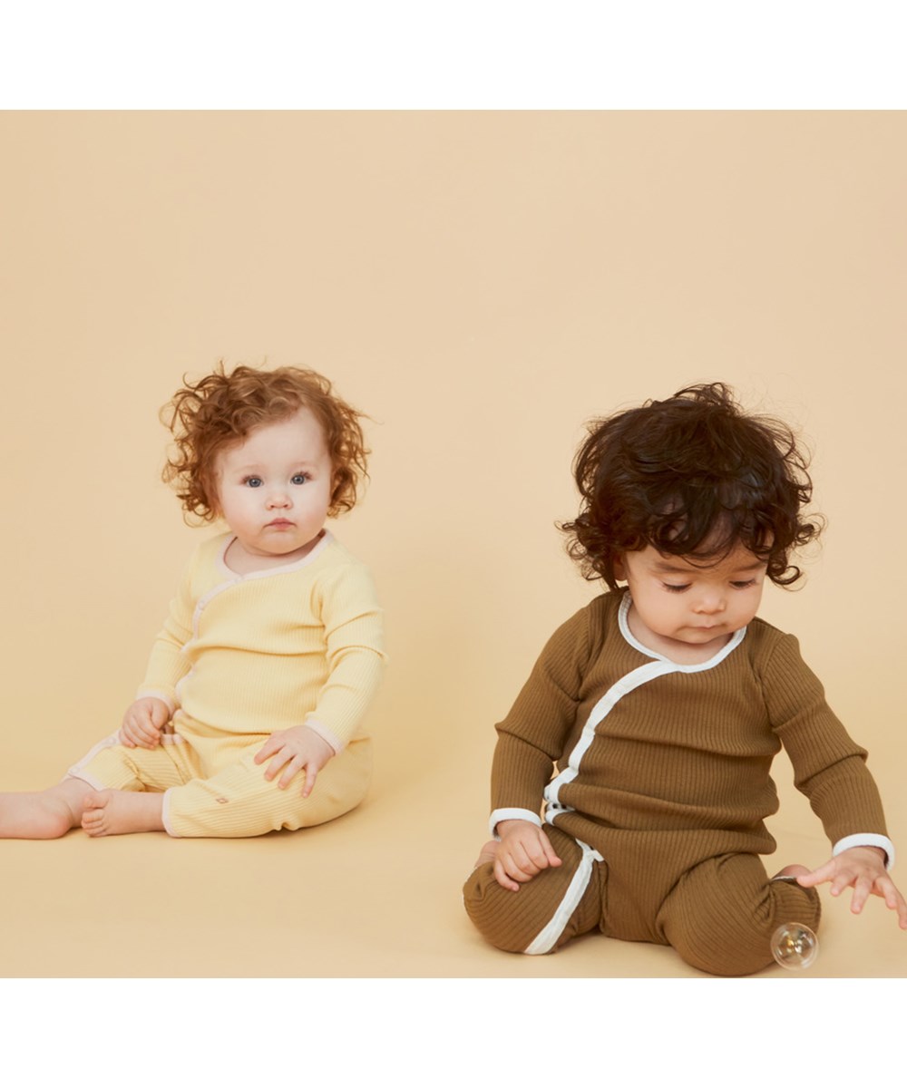 Fellow - Oak - Green brown organic rib baby bodysuit