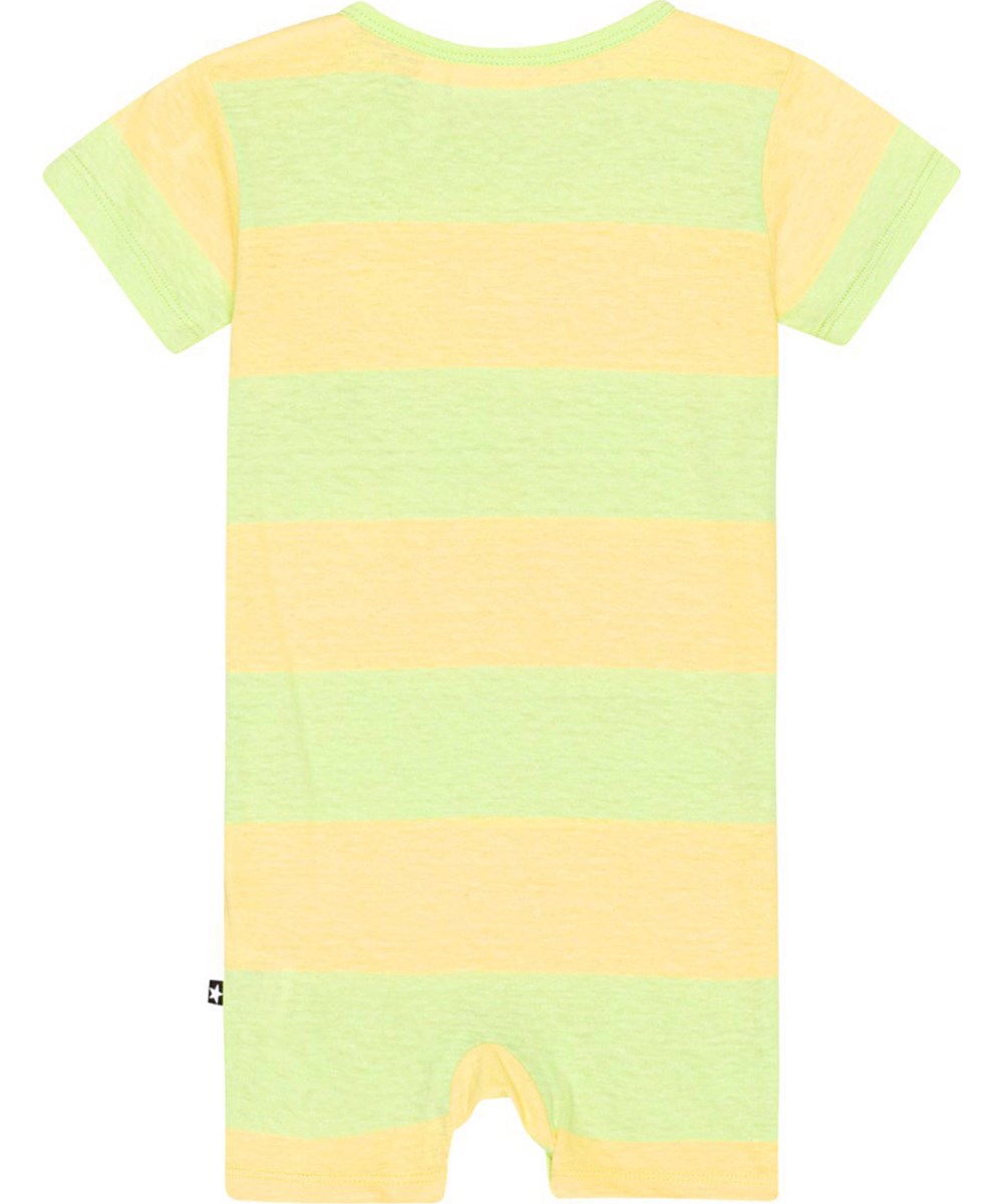 Finn - Bleach Sun - Short sleeve, yellow and light green striped suit in soft cotton
