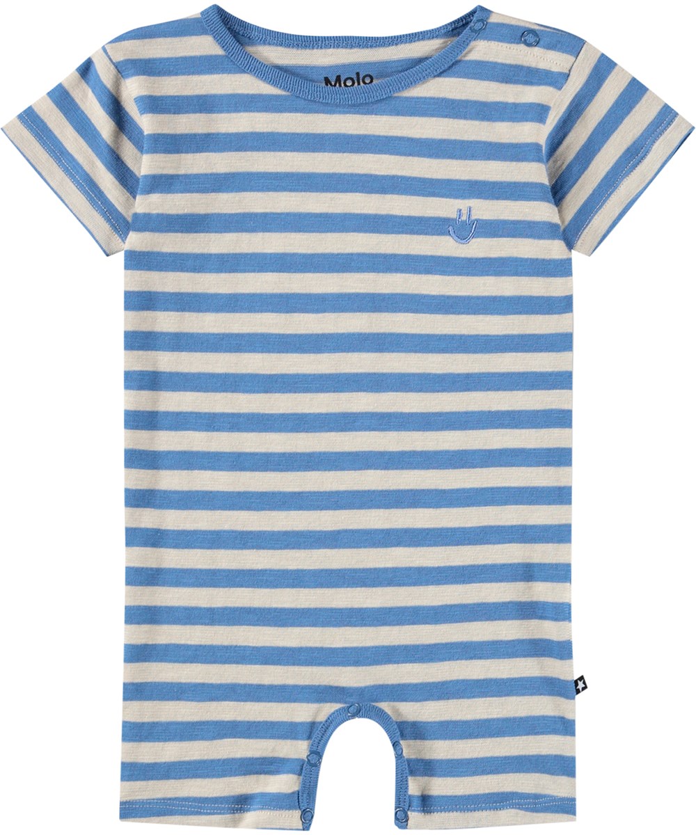Finn - Blue Sand Stripe - Romper for the little ones made of organic cotton with blue stripes