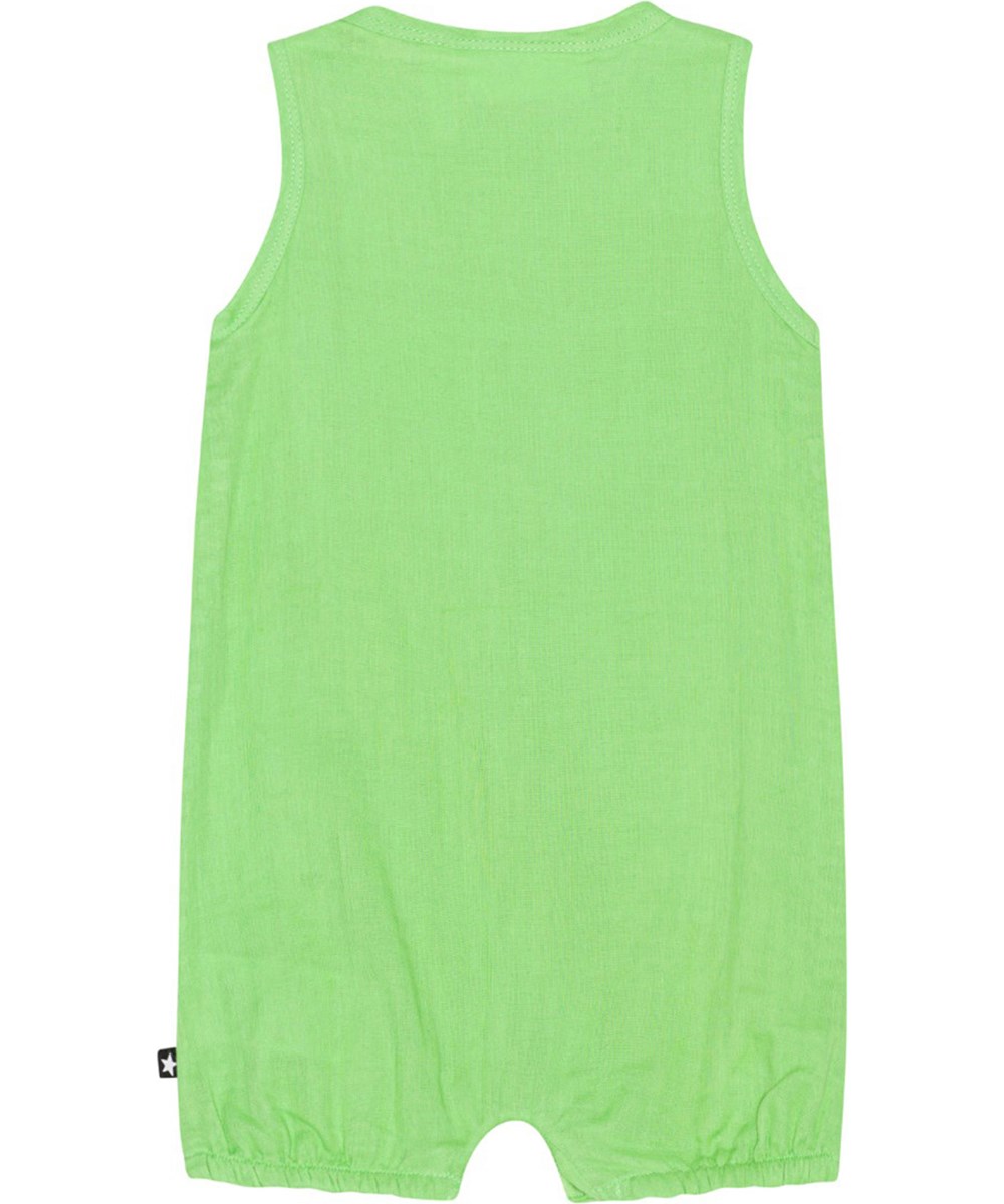 Forever - Grass Green - Light green baby romper in organic cotton with snaps between the legs