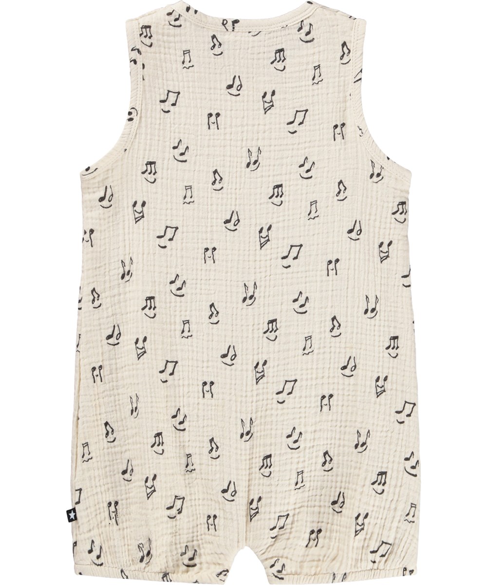 Forever - Happy Notes - Crèmekleurige zomper voor de kleintjes gemaakt van biologisch katoen met een muziekprint