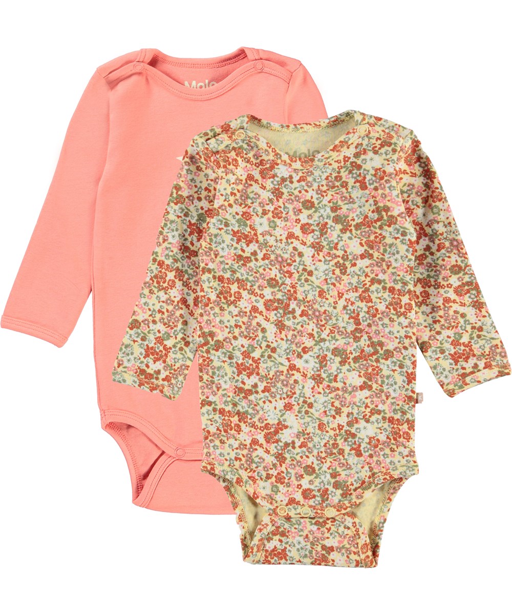 Foss 2-Pack - Coral Meadow - Organic 2-pack baby bodysuit