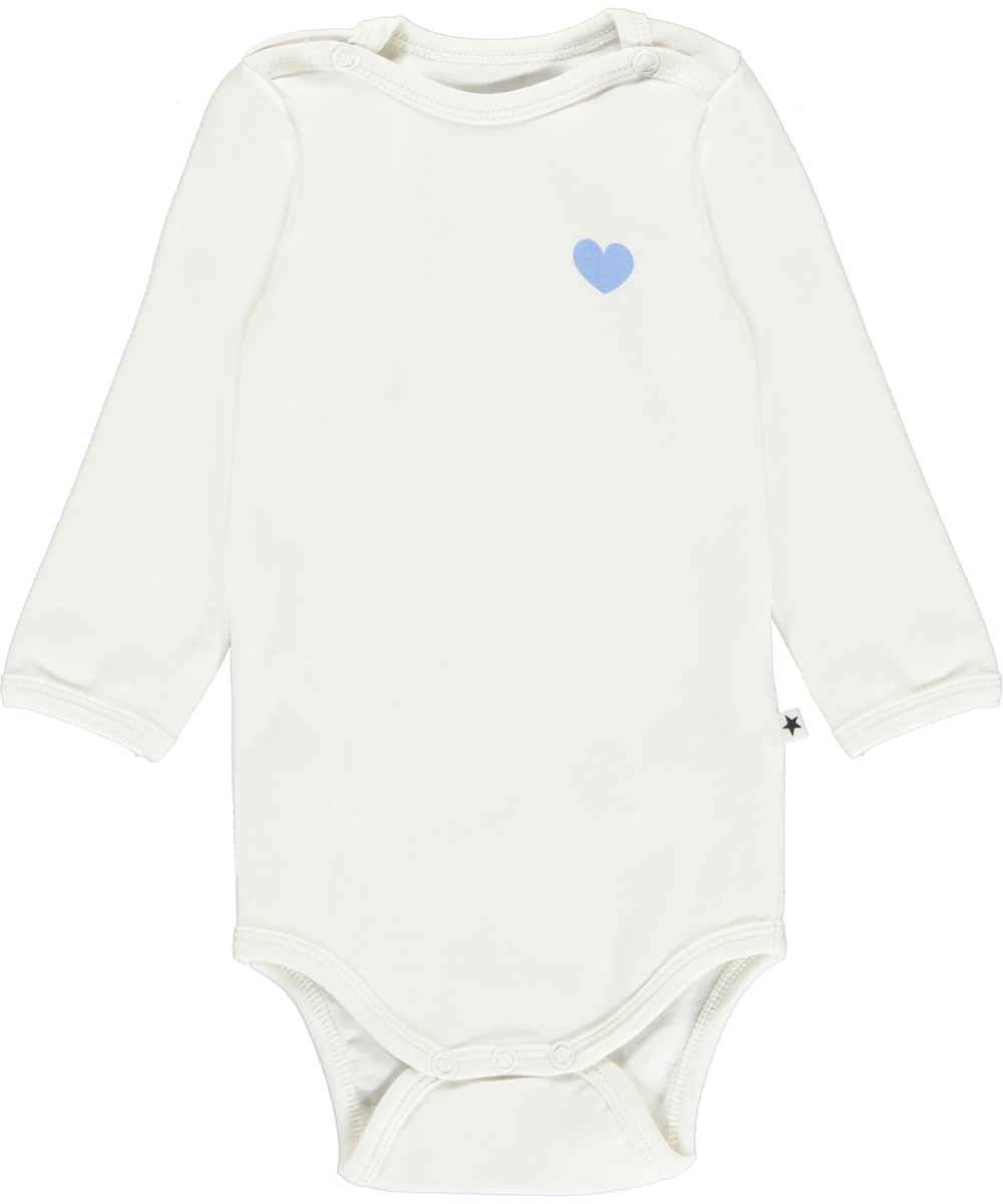 Foss 2-Pack - Pearled Hearts - Organic baby bodysuit 2-pack with blue hearts